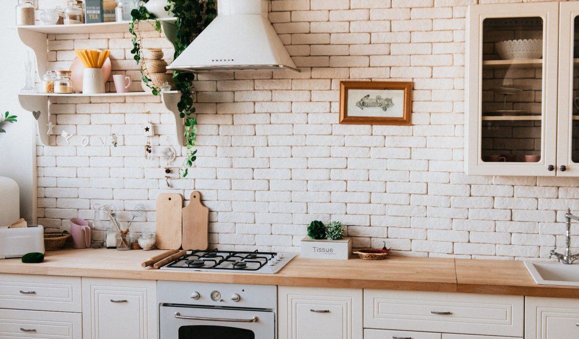chopping boards near oven under hood